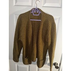 Women's Fashion Nova Mustard Chunky Knit Open Front Cardigan Size Medium